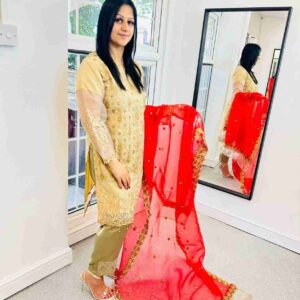 Mustard Heavy Embroidered Suit