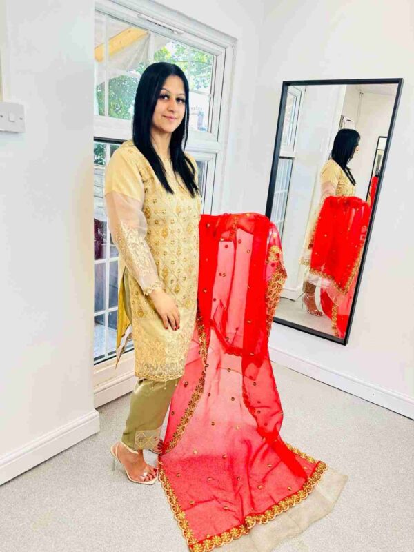 Mustard Heavy Embroidered Suit