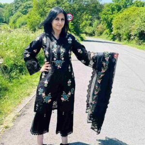 Black Cotton Khaddi Suit