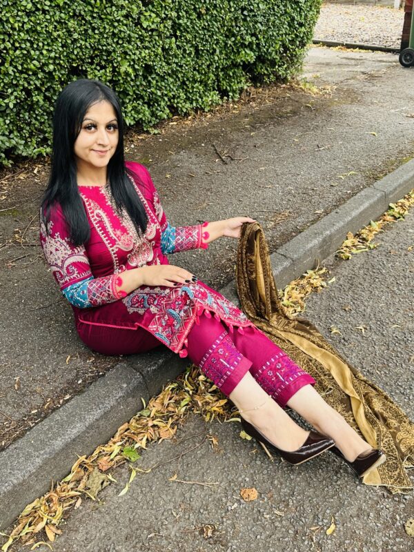 Purple Sequin Lawn Suit