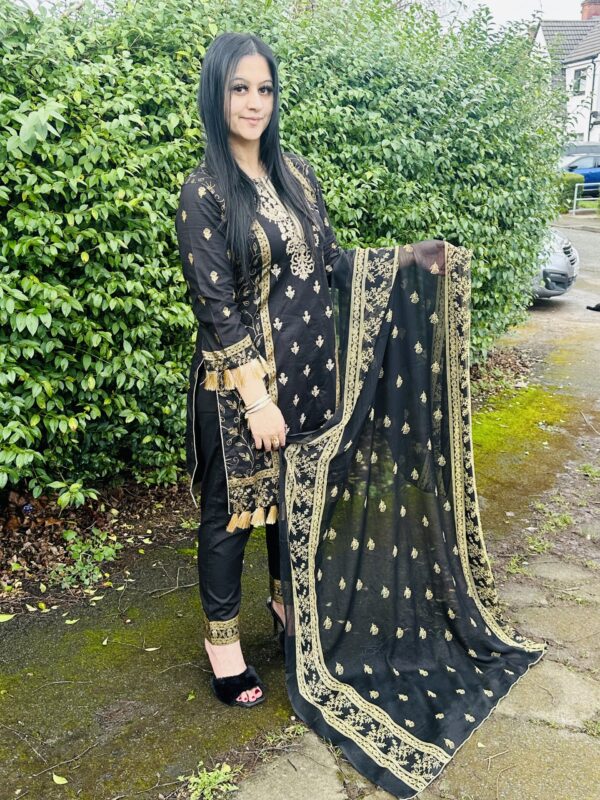 Gold Print Black Suit