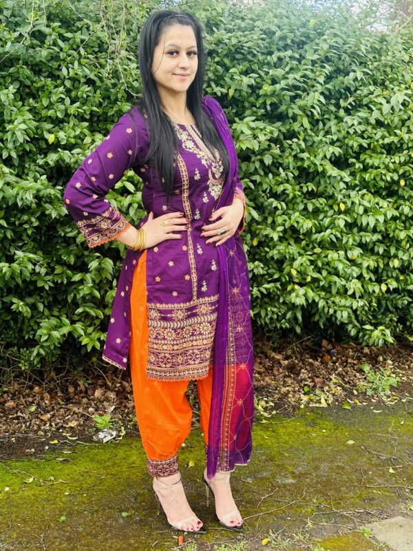 Purple Suit with Patiala Salwar